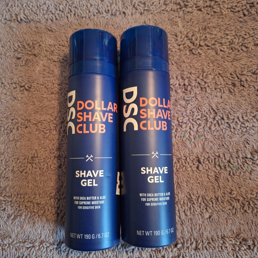 2 Pack Dollar‎ Shave Club Shave Gel Shea Butter & Aloe For Sensitive Skin 6.7 oz